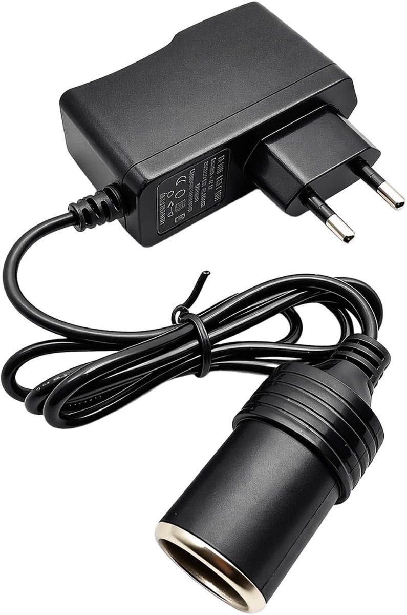 230 V naar 12 V adapter - 12 W AC/DC converter - EU plug met 90 cm kabel - ideaal voor kleine 12V autotoestellen - SnelShoppen