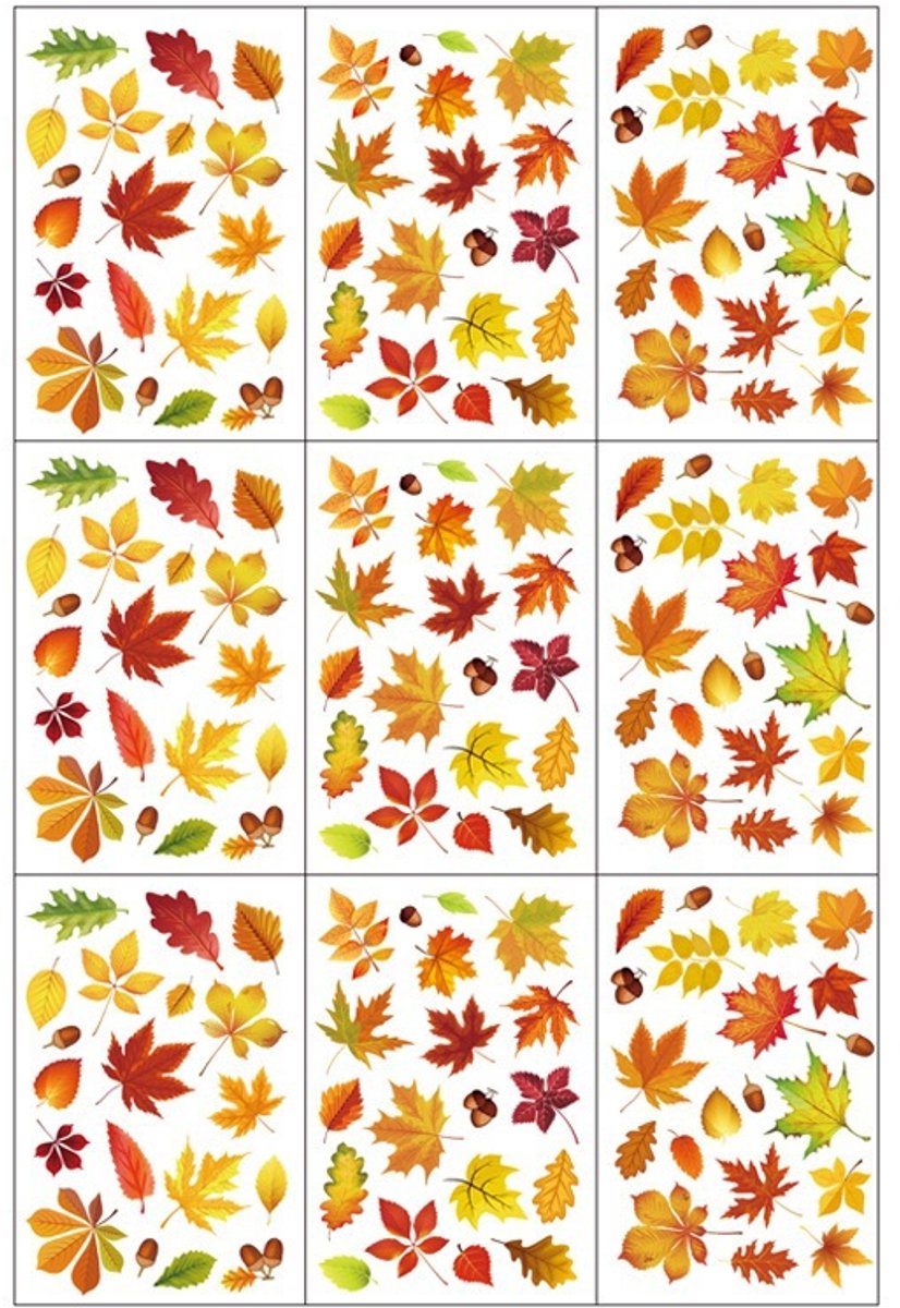 Herfst Raamstickers - 9 Vellen Esdoornblad en Eikel - Statische Dubbelzijdige Raamdecoratie - Thanksgiving en Herfstdecoratie - Geschikt voor Glas en Klassenlokaal - Verwijderbaar en Herbruikbaar