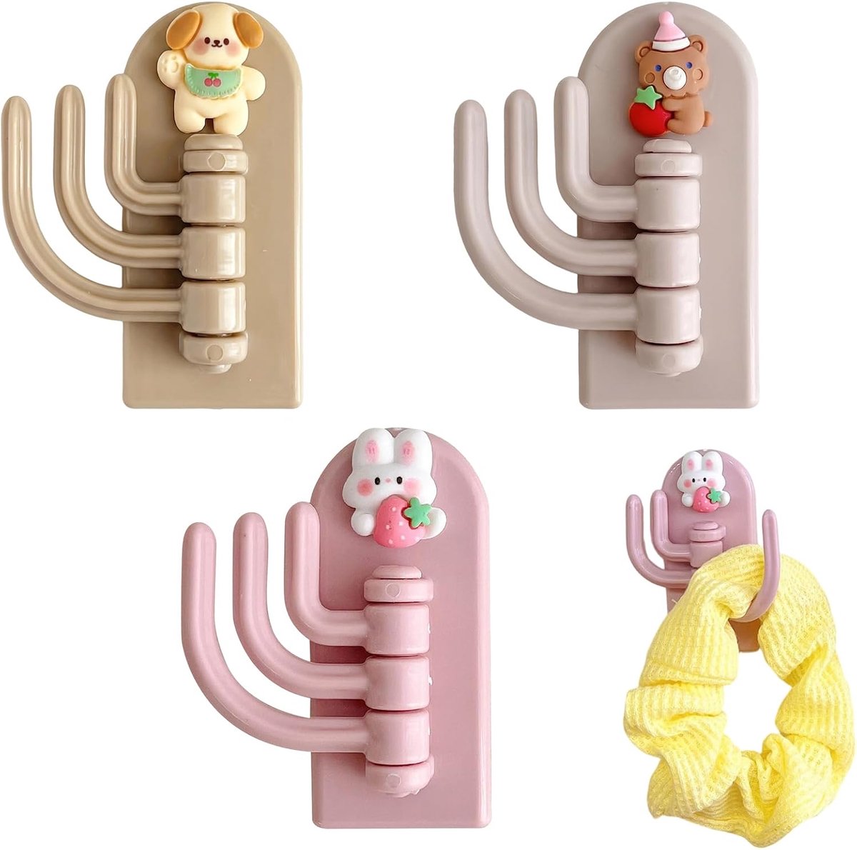Plakhaken met cartoon-motieven - 3 wandhaken - kleurrijke dieren - speelse opslagoplossing - SnelShoppen