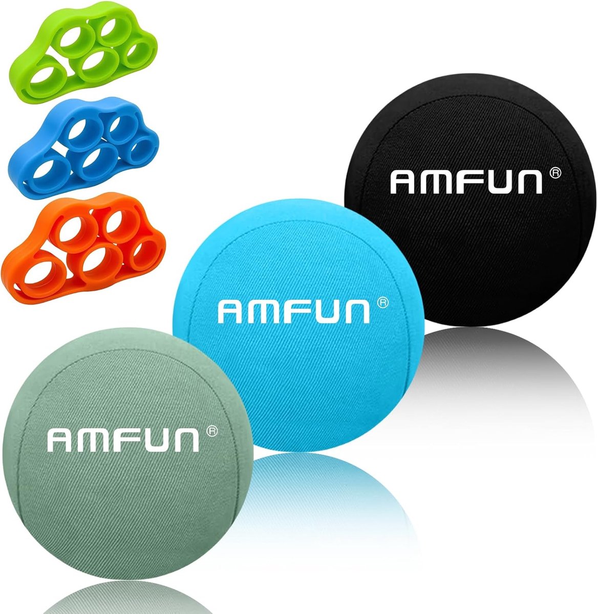 Stressbal 6 cm - Set van 3 - Met vingerversterker - Verminder stress en verbeter grip - SnelShoppen