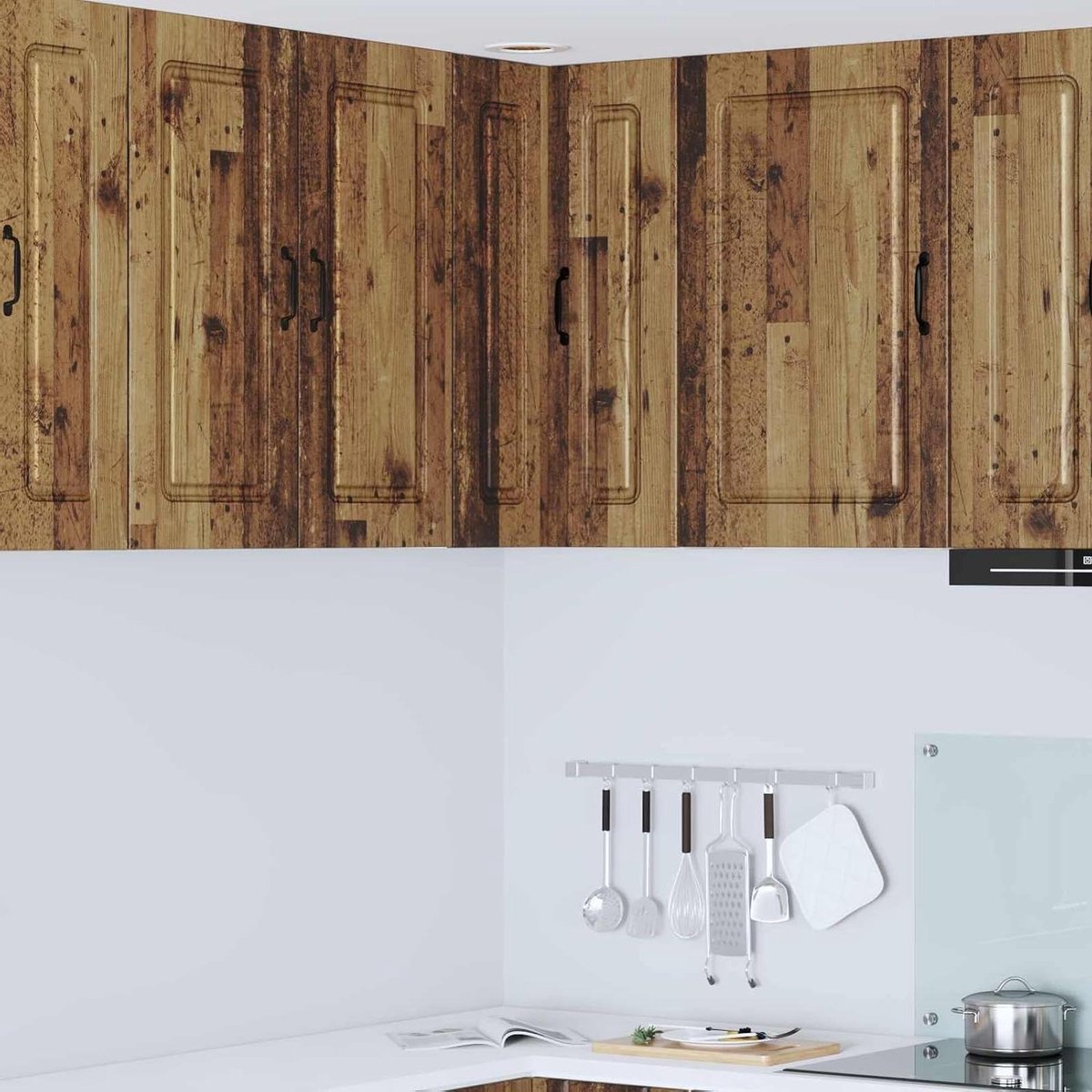 Keukenkast Hoekkast - Keukenunit Kast - Keuken Organiseren - Robuust Houtmateriaal - 57 x 57 x 80 cm - Oud Hout