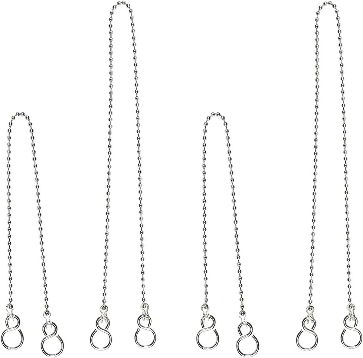 Afvoerketting voor Afvoerstop - 4 stuks - Ketting - 40 cm/25 cm - RVS - Afvoerplug Ketting - Voor Gootsteenstopper - Wastafel badkameraccessoires - Zilver