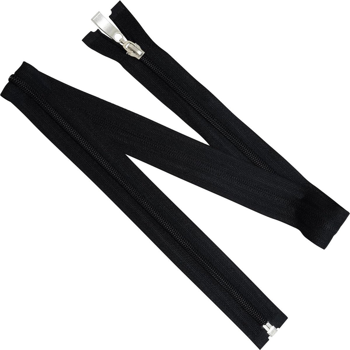 Spiraalzippers set van 6 N°5 75 cm - zwart met decoratieve trekker - voor kleding en creatieve projecten - SnelShoppen