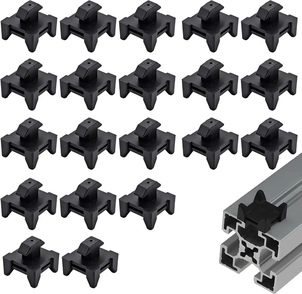 Kabelclips voor Aluprofil 40x40 - Set van 20 stuks - Nylon kunststof - 90° draaibare montage zonder gereedschap - SnelShoppen