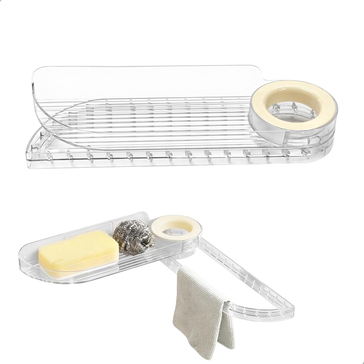Afdruiprek roestvrij staal 28,5 x 8,5 cm - wit - zonder boren - snel geïnstalleerd - SnelShoppen