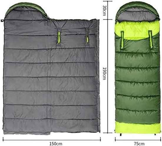 Kampeer Slaapzak - Outdoor Slaapzak - Kamperen in de Winter - Dubbele Rits Ontwerp - 190x75 cm - Blauw — afbeelding 4