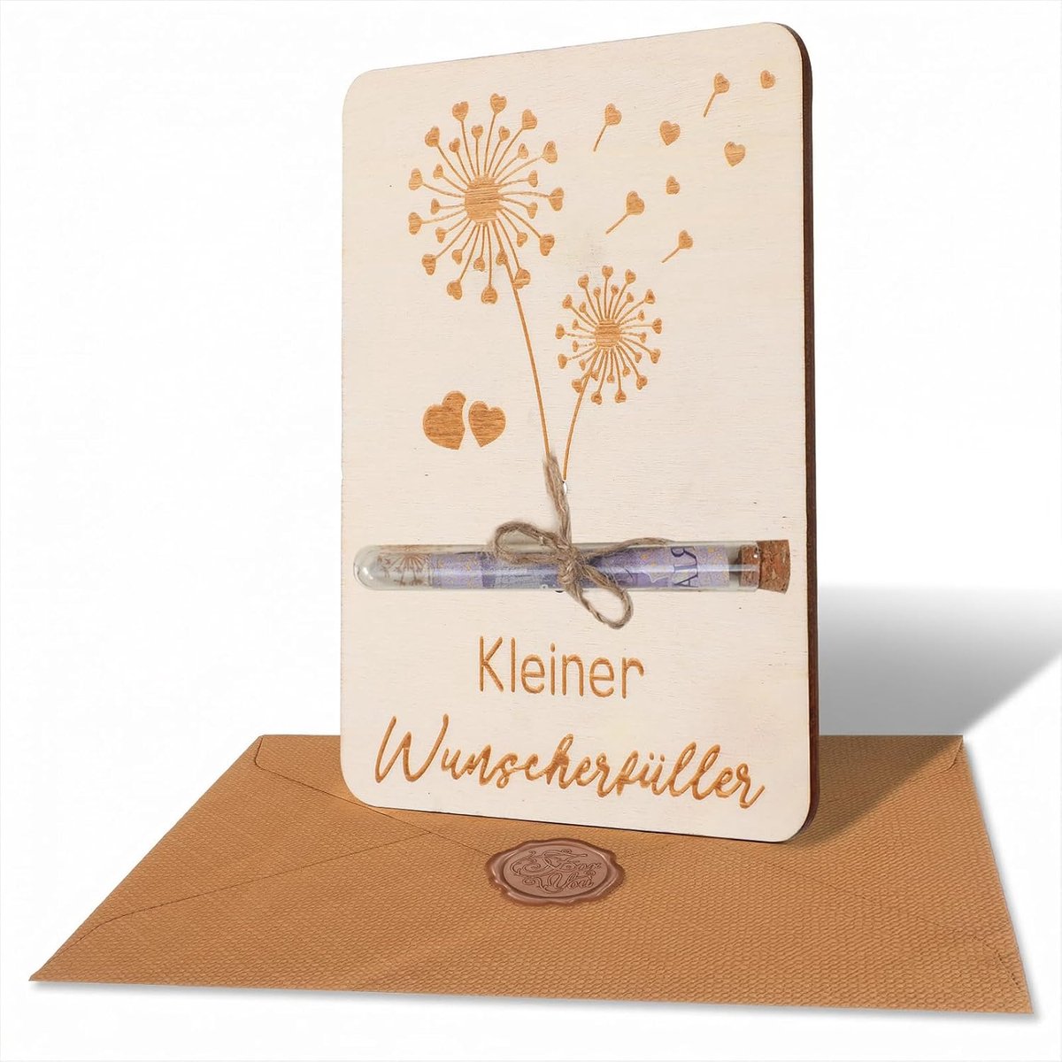 Wensvuller geldgeschenken - houten cadeau - met envelop en decoratie - voor feestelijke gelegenheden - SnelShoppen
