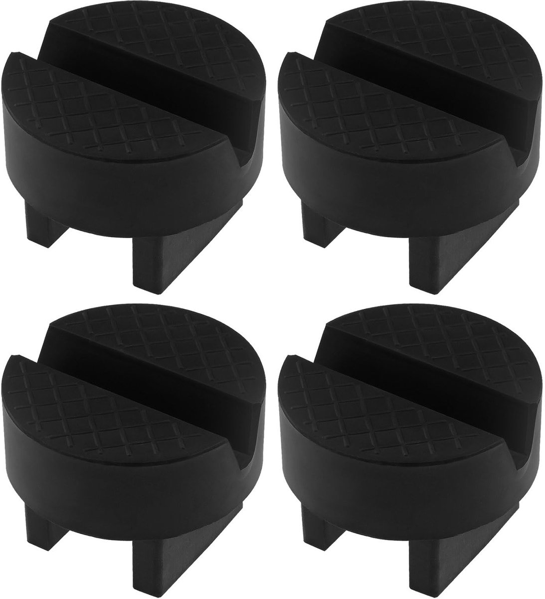 Dailygoods- Rubber Pad 50x65mm - 4 Stuks - Antislip - Heavy-Duty Rubber - V-groefontwerp - Geschikt voor Auto's en Vrachtwagens - Krikpad