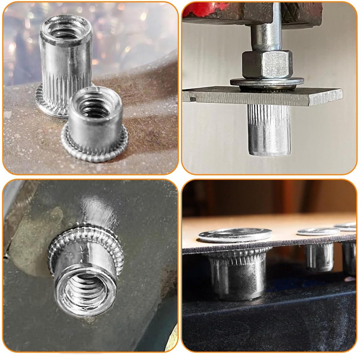 Dailygoods- Klinkmoer 100 stuks - Roestvrij Stalen Afwerking - Grote Verzonken Kop - Verticale Kartelmoer - Trekklinkmoer - M12 - Moer