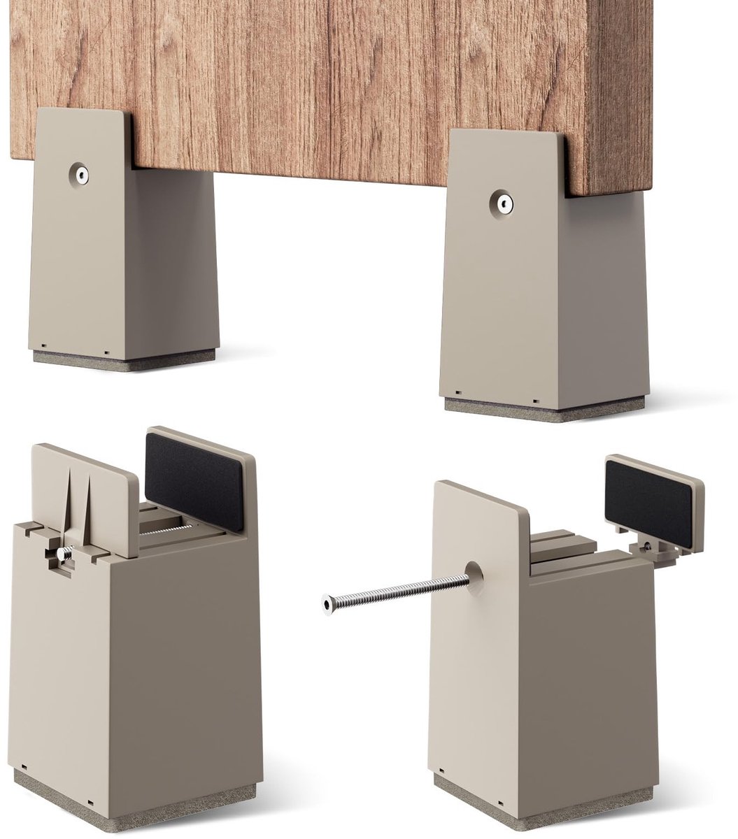 Dailygoods- Bedverhogers 10 cm hoog - Verstelbare Meubelverhogers - 4 Stuks - Schroefklem Bevestiging - Ruimtebesparend - Schokbestendig - Stoelverhogers