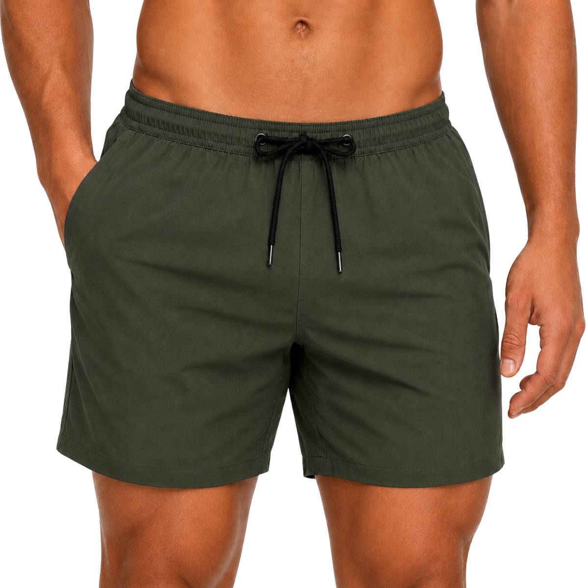 Zwembroek - Olijfgroen - Maat S - Sneldrogende Zwemshort - Elastische Tailleband met Trekkoord - Mesh Binnenvoering - Lichtgewicht Strandshort & Beachwear