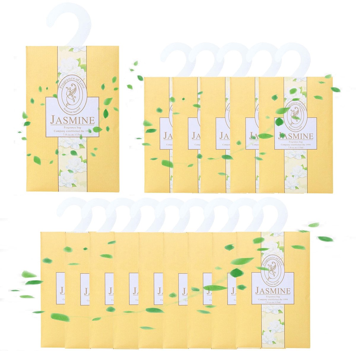 Dailygoods- Jasmijnzakjes 15 x 20 g - Geurbuiltjes - Natuurlijk mottenbestendig - Aromatherapie - Hangende zakjes - Blijvende geur - Geurzakjes