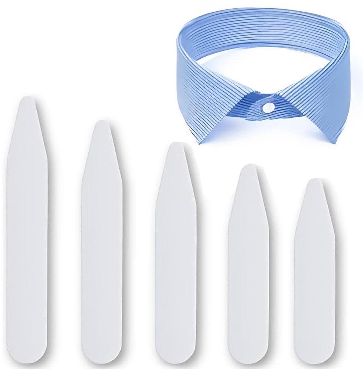 Dailygoods- Halsbanden Set van 50 - Stijve Kunststof - Kraagverstevigers - Duurzaam PET - Perfecte Pasvorm 5-7 cm - Behoudt Vorm Overhemd - Kraagversteviger
