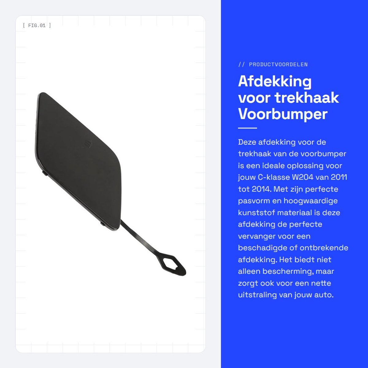 Dailygoods- Afdekking Trekhaak - Voorbumper - Vervanging C-Klasse W204 2011-2014 - Artikelnummer 2048850426 - Inclusief Montagehandleiding - Professionele Service - Trekhaakdop