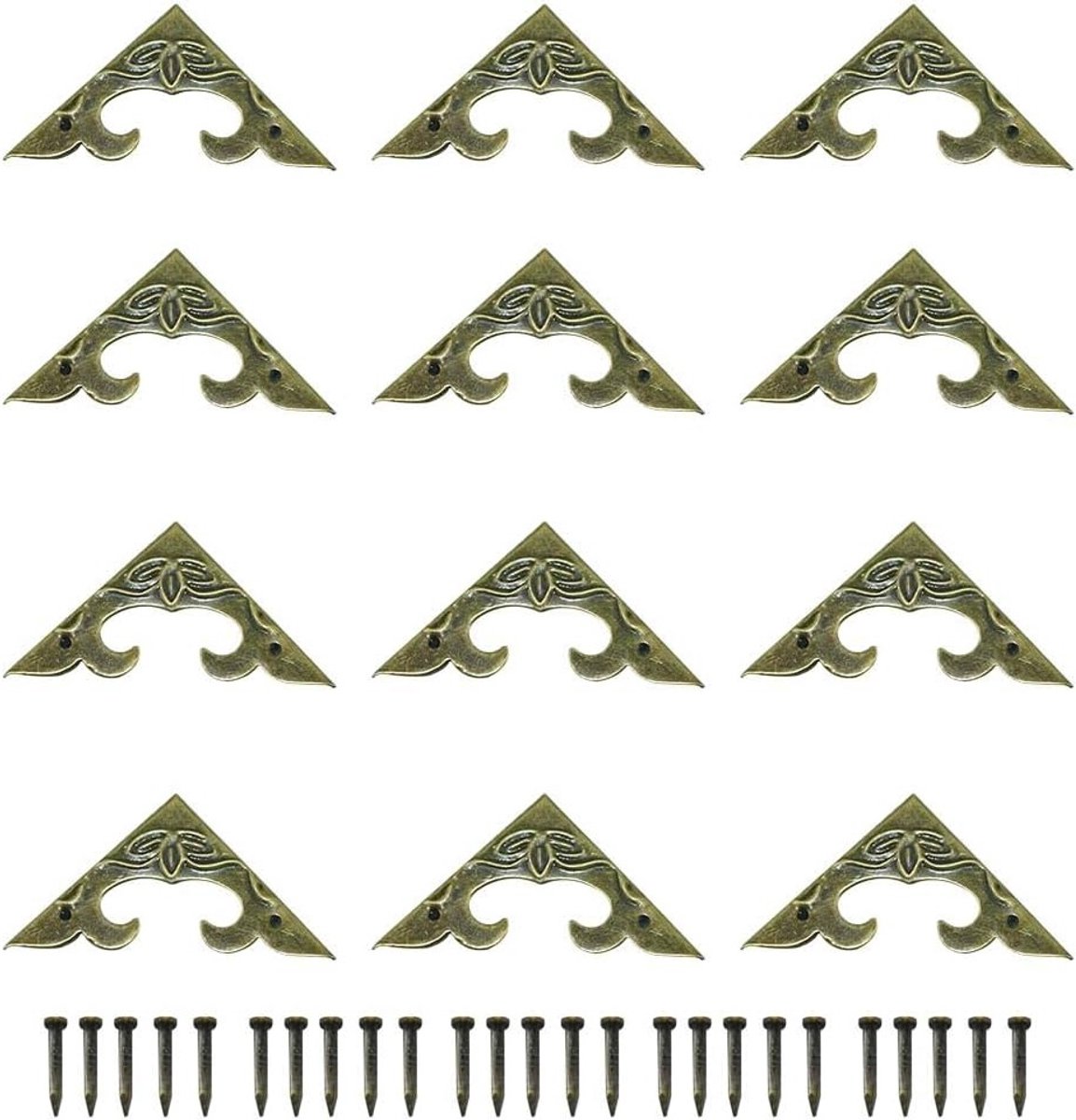 20 Stuks Vintage Metalen Hoekbeschermers voor Boekhoeken, Fotoalbums en Scrapbooking - Bronzen Afwerking