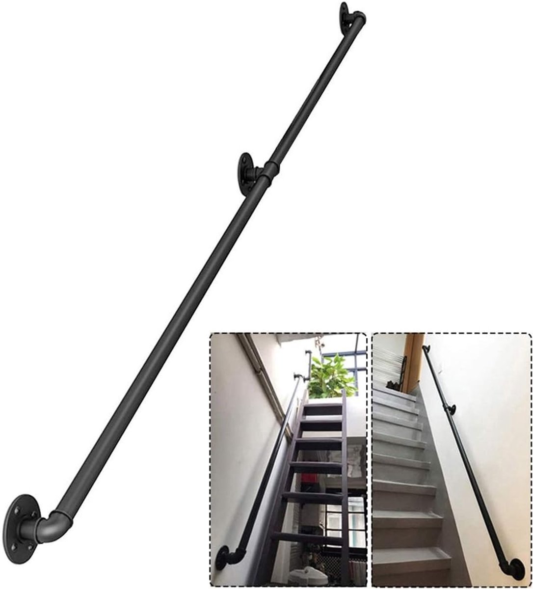 Metalen trapleuning - Smeedijzeren reling - Veilig traplopen - Roestbestendige coating - 90 cm - Zwart