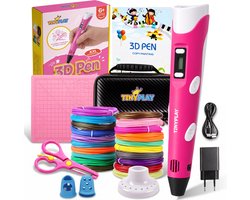 TinyPlay 3D Pen Starterspakket XXL - Tekenset met 100m PLA Filament - Donkerroze