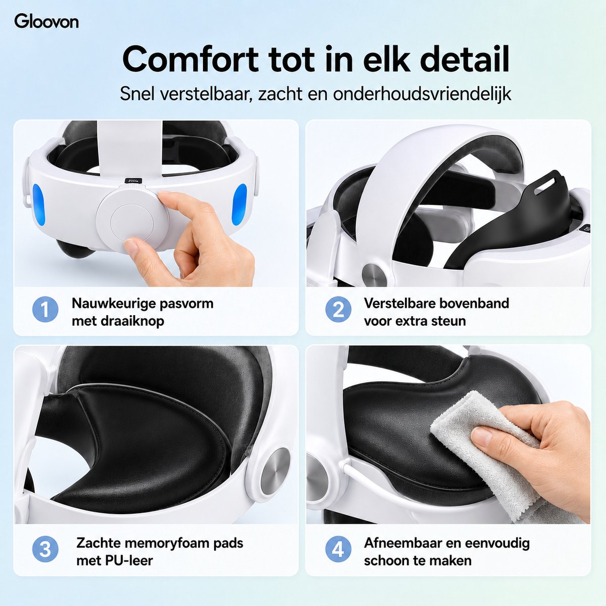 Gloovon Elite Strap voor Meta Quest 3 - Met 10000mAh Accu & Zacht Memory Foam thumbnail 5