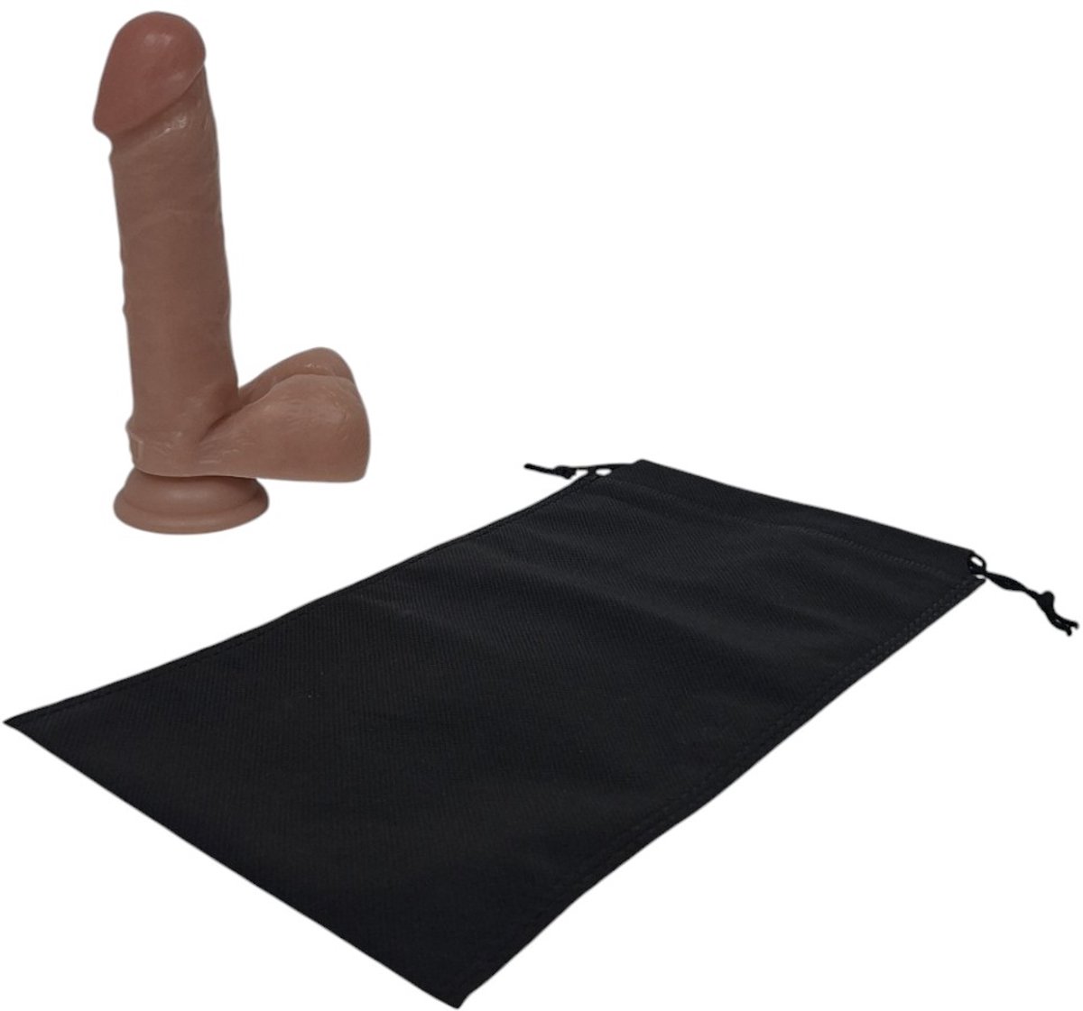Sensationsdeluxe - Realistische Dildo met balzak - 18 cm - Dildo met zuignap - Beige -Sex speeltje voor Mannen Anaal - en voor Vrouwen en man - Dildo Zakje