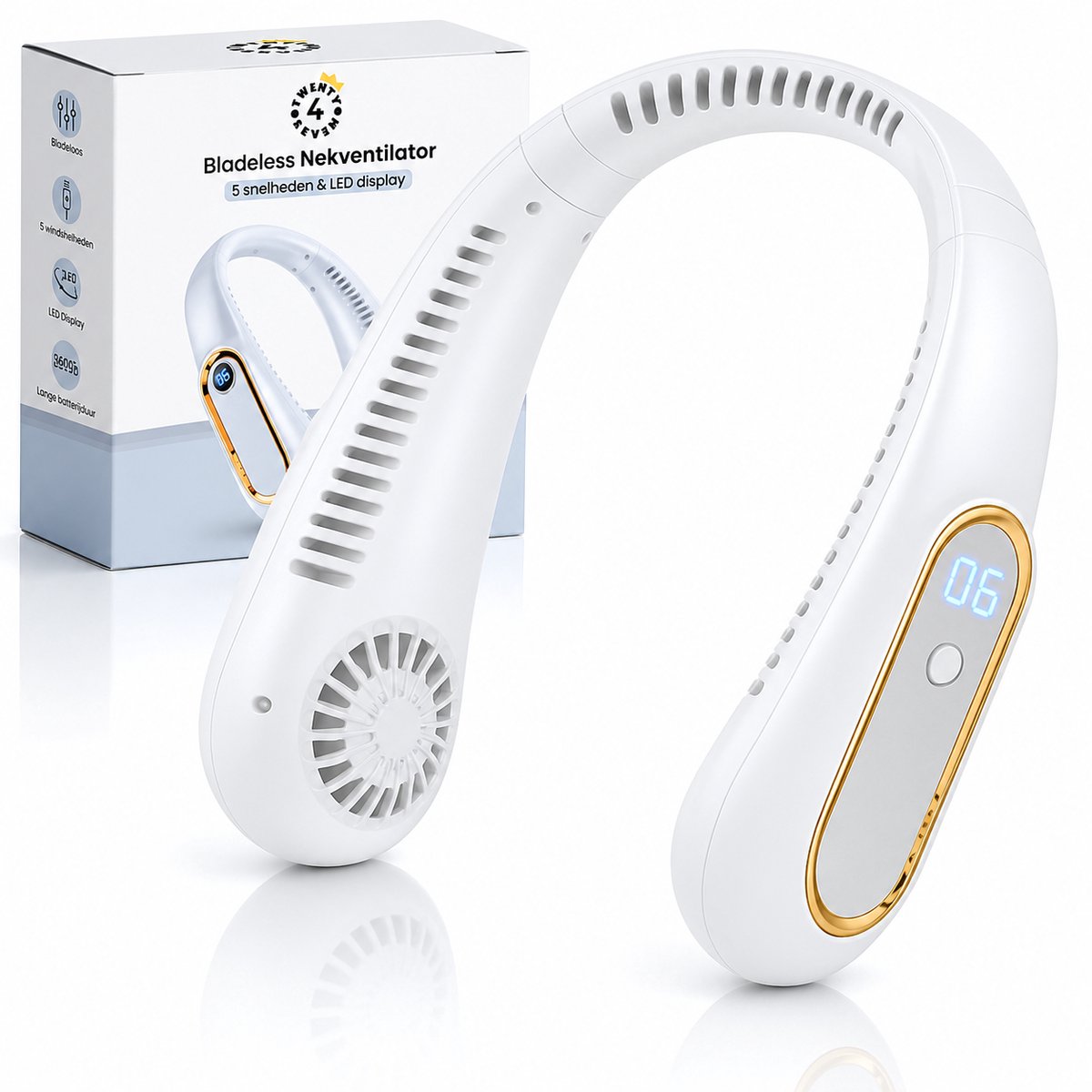 Twenty4seven® Bladeless Nek Ventilator - Draagbare Nekventilator met Koeling - Mini Nek Fan - Gezichtsventilator & Handventilator - Portable Neck Fan met 5 Standen