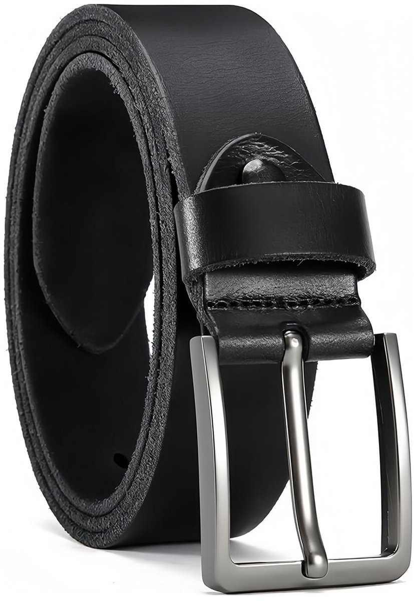 Dailygoods- Leren Riem 120 cm - Heren Riem Leer - Zwarte Herenriem - 3,5 cm Breed - Elegante Riem voor Pak en Vrije Tijd - Duurzaam Rundleer