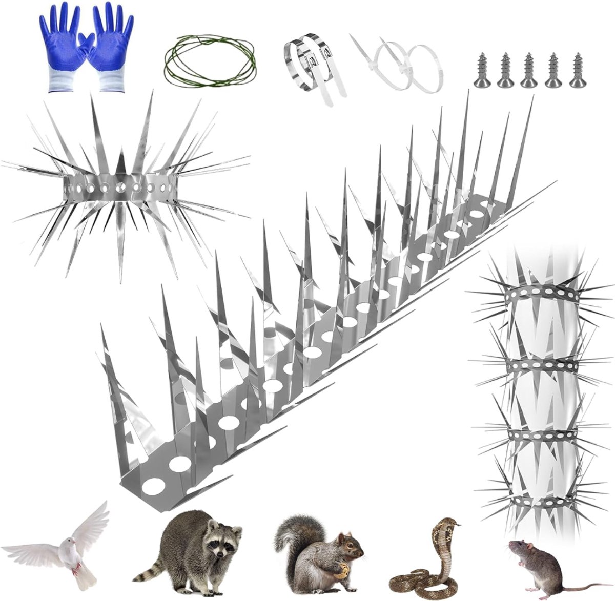 QORA® Duivenverjager - Duivenpinnen - Vogelpinnen - Duivenpinnen Met Plakstrip - Zilver - 100cm x 6cm x 5cm
