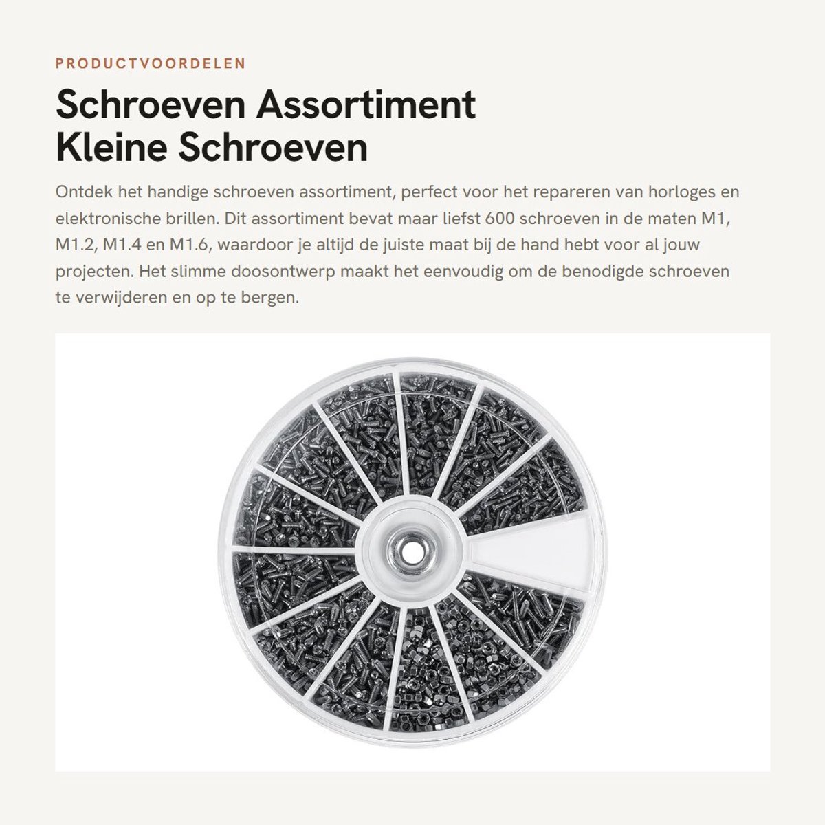 Dailygoods - Schroeven Assortiment - Kleine Schroeven - Handig Doosontwerp - 600 Stuks - Voor Horloges en Elektronische Bril - Reparatie Tool