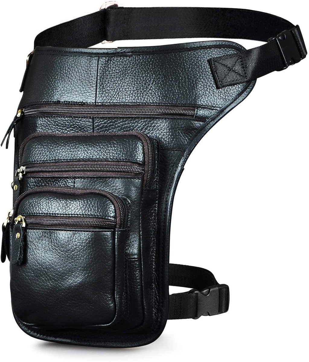 Dailygoods- Lederen Tas - Echt Leer - Heuptas - Beenzak - Messenger Bag - 31x8x18 cm - Lichtgewicht 0,55 kg