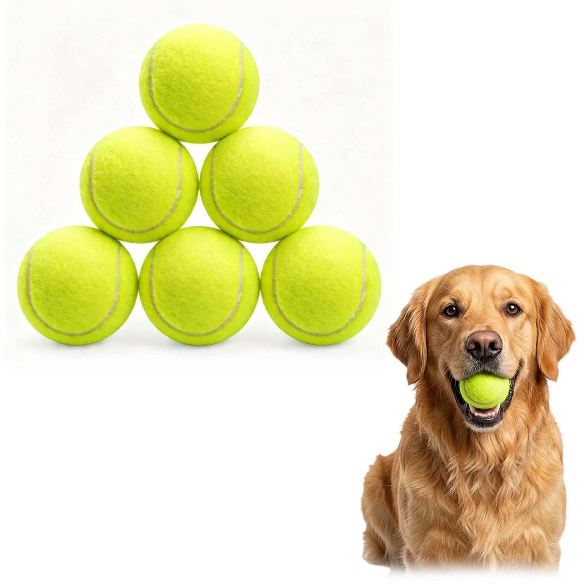 Dailygoods- Hondentennisbal 5 stuks - Mini Tennisbal 5 cm - Robuuste Hondenbal - Interactieve Training - Kauwen - Goed Zichtbaar Geel - Speelbal