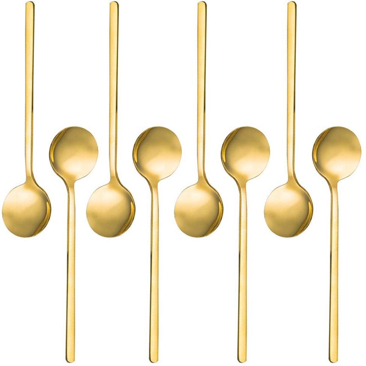 Dailygoods- Espresso Lepels 8 Stuks - Vergulde Lepels - Roestvrij Staal - Theelepels - Koffielepels - Modern Ontwerp - Eenvoudig Schoon te Maken