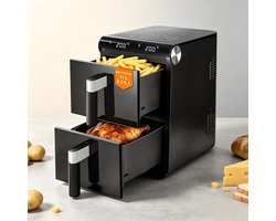 NETTLIFE Airfryer Dubbele Kamer 11L 2800W - 13-in-1 Touchscreen Met Timer - Vaatwasserbestendige Manden - Familie Model