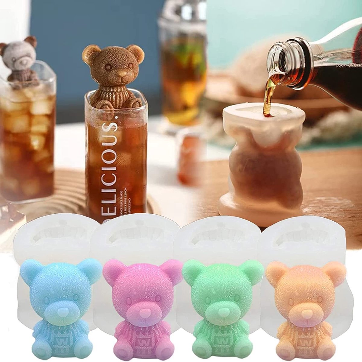 Dailygoods- IJsblokjesvorm Groot - 4 Stuks - Siliconen - BPA-vrij - Flexibel - Voor Dranken en Taartdecoratie - Siliconen Vorm