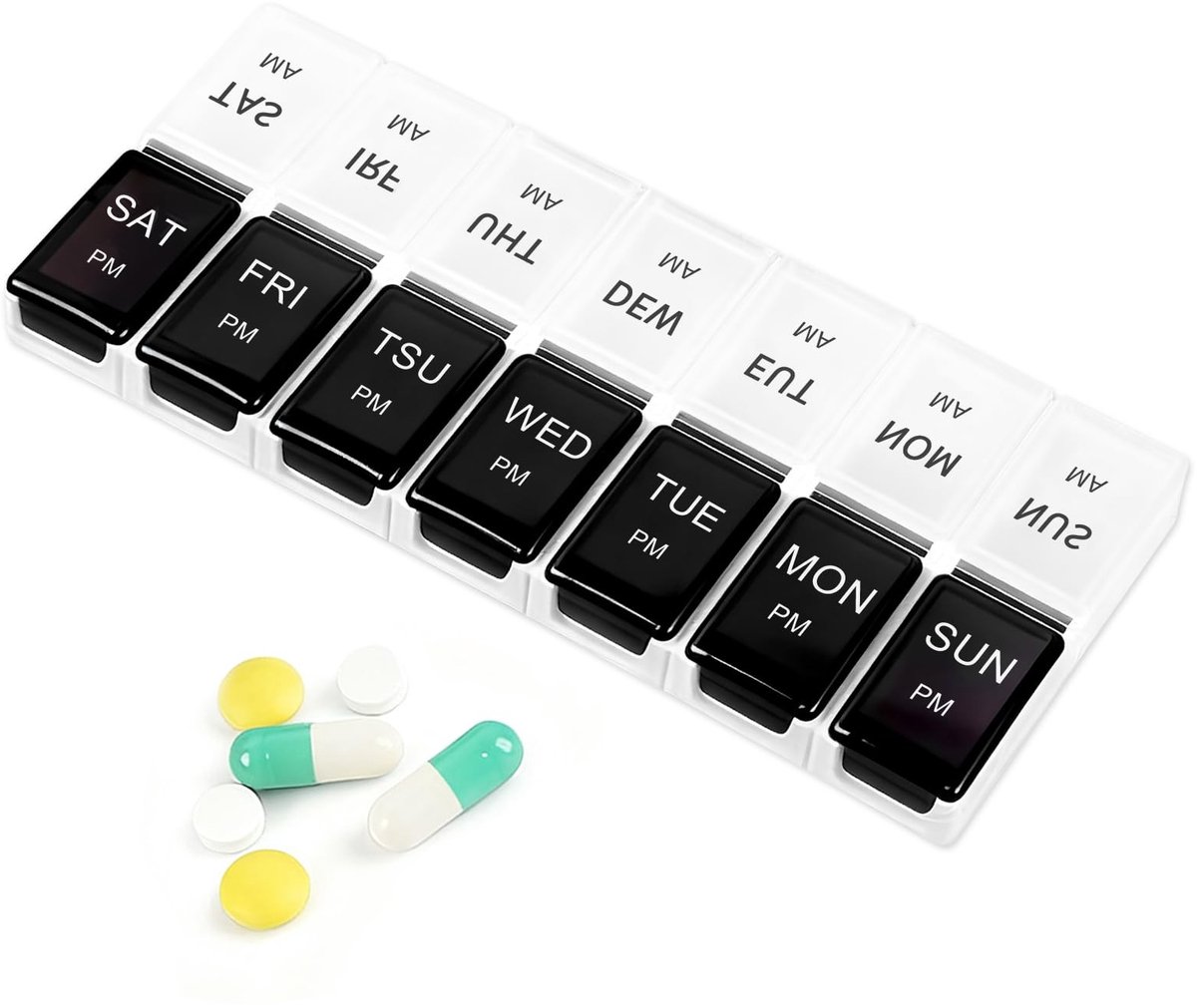 Dailygoods - 7-in-1 Afneembare Pillendoos met Pop-up Deksel