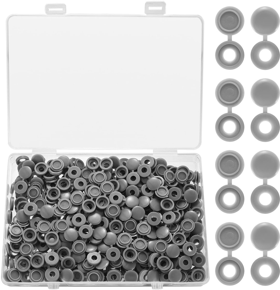 Dailygoods - 250 Stuks Schroefafdekkapjes voor Schroefafdekkingen, 5mm Kunststof Schroefdoppen, Beschermkappen voor Schroeven, Decoratieve Schroefdeksels voor Schroeven Meubeldecoratie, Grijs
