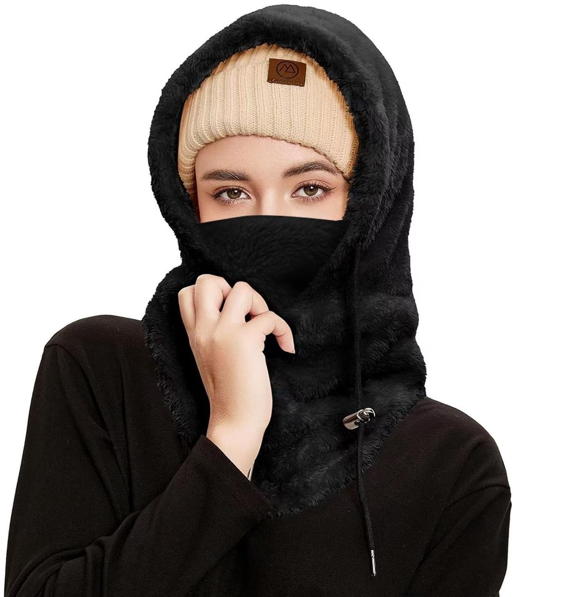 Dailygoods - MIYUANGKJ Winter Thermo Fleece Pluis Stormkap, Wintermuts, Winddicht, Gezichtskap, Warm, Skimasker, Balaclava met Nekwarmer, Halswarmer voor Fietsen, Motorrijden, Wandelen, Lopen