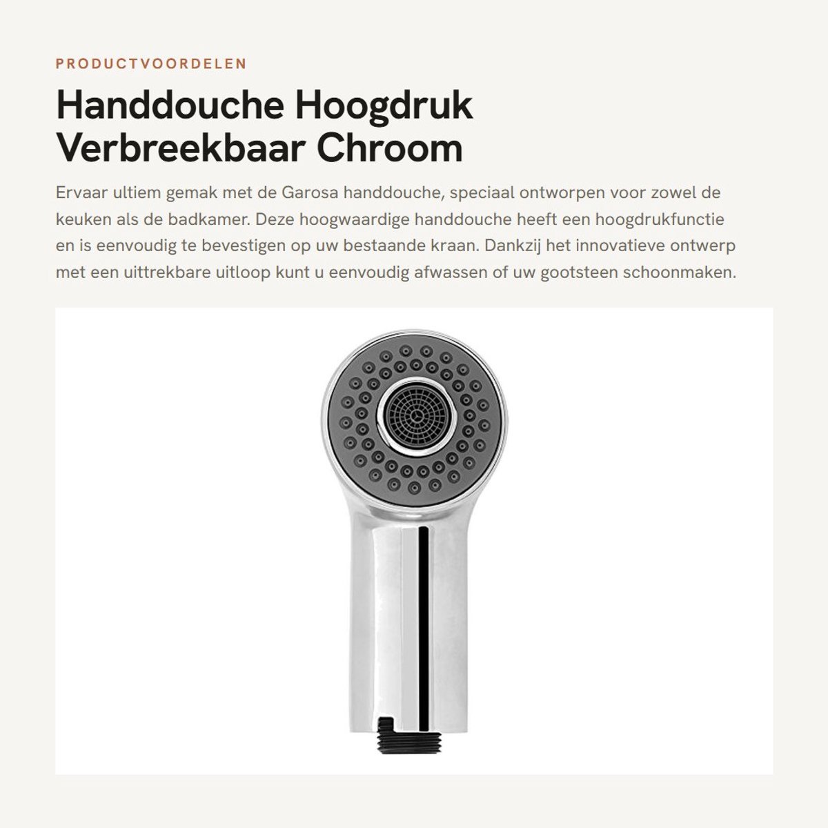 Dailygoods- Handdouche Hoge Druk - Uittrekbare Handdouchekop - Douchekop voor Keuken/Bad - ABS Kunststof - 12,2 x 5,5 x 3,8 cm - Eenvoudige Installatie