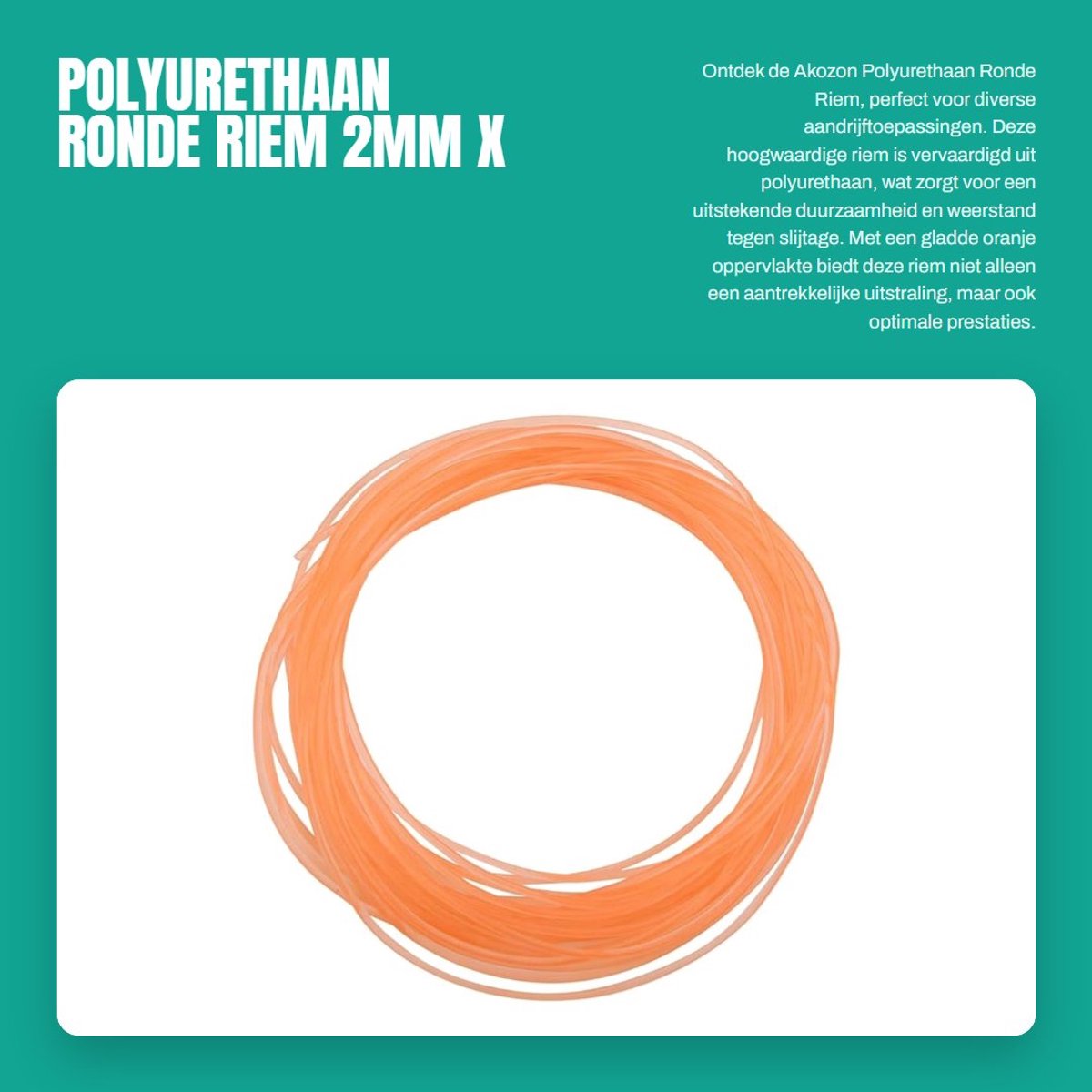 Dailygoods- Polyurethaan Ronde Riem - Hoge Hardheid - Antislip - Slijtvast - Impactbestendig - Eenvoudige Installatie - 2mm x 10m - Aandrijfriem