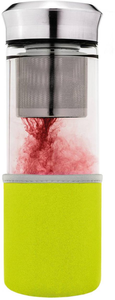 Tuana Kruiden - Theemaker 400ml – Glas Met Filter – Voor Losse Thee - Geel -