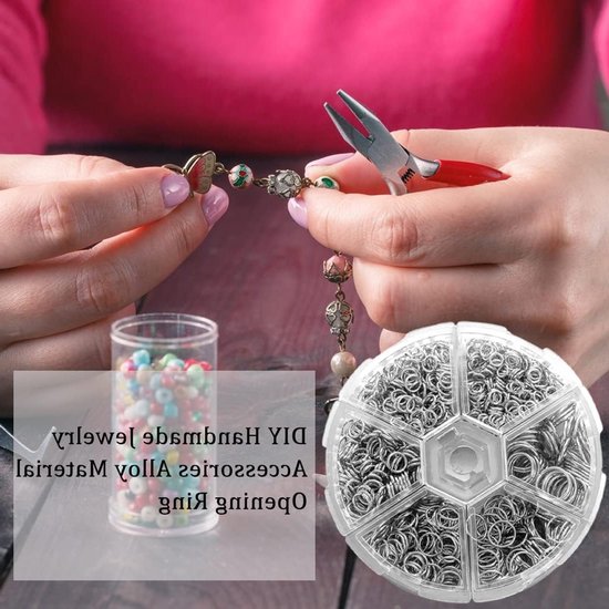 1390 Stuks Jump Rings en Split Rings, Zilveren Metaalringen voor Kettingen, Armbanden en DIY Sieraden, Ideaal voor Sieraden Maken en Creatieve Projecten — afbeelding 4