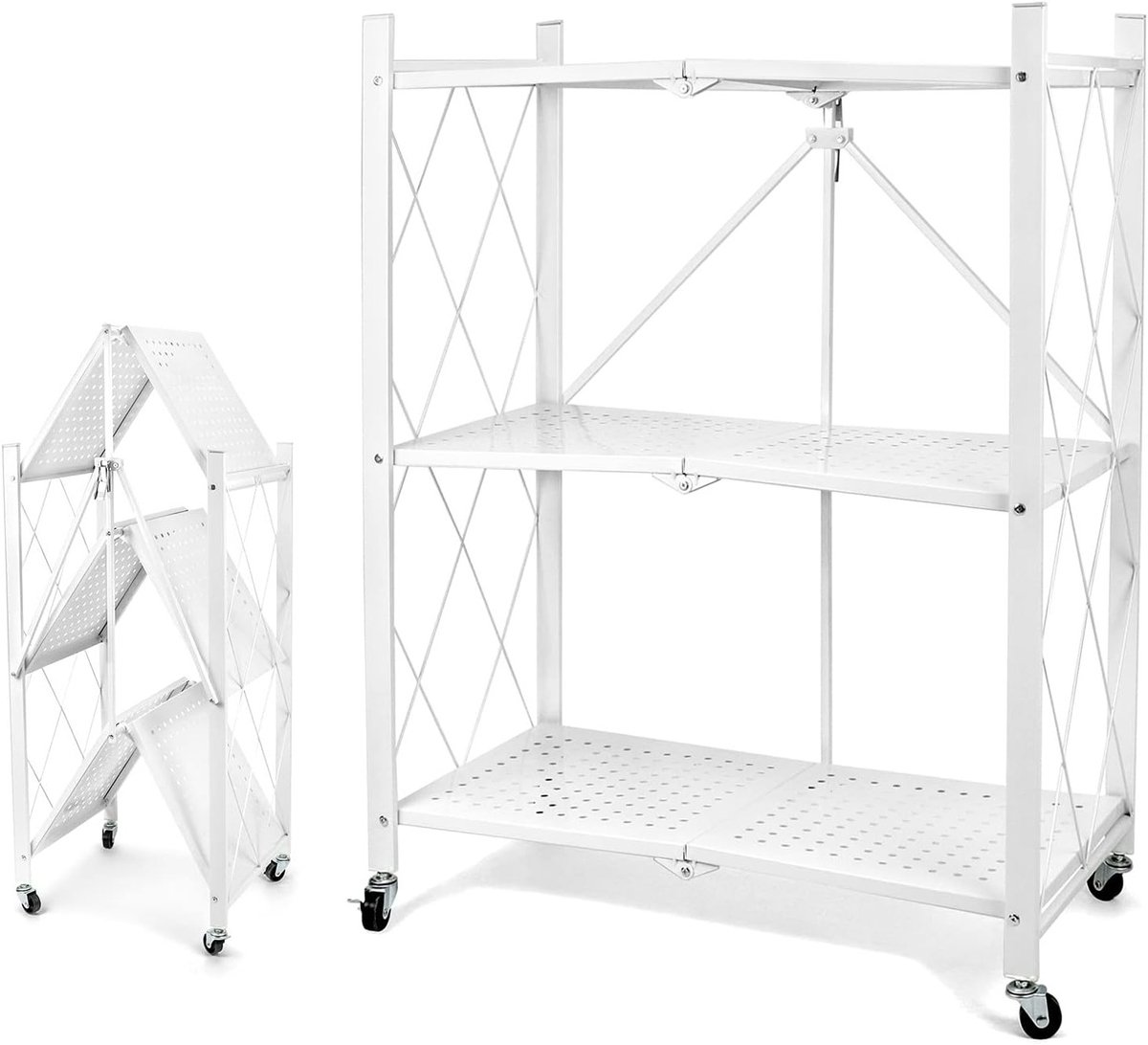 Keuken- en badkamerplanken van metaal, opvouwbaar, zonder installatie, 240 kg draagvermogen, 3 niveaus, wit, multifunctioneel en ruimtebesparend