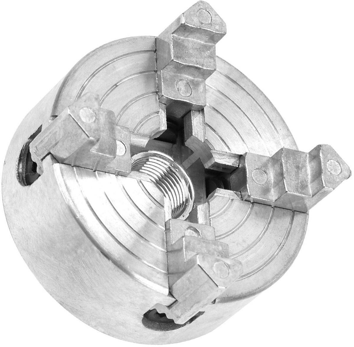 Dailygoods- Klauwplaat 4-Klauwen - Zinklegering - Buitendiameter 12-65 mm - Binnendiameter 1,8-56 mm - Hoogte 34 mm - Lichtgewicht 180 g - Chuck