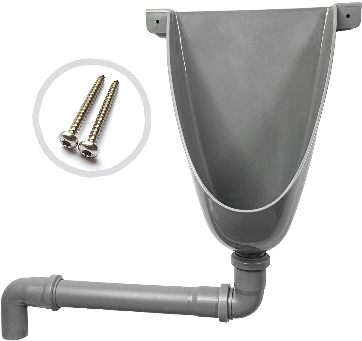 Dailygoods- Urinoir kunststof PVC - Wandurinoir - Waterloos - Afvoerpijp 40 mm - 2 roestvrijstalen schroeven - 38 x 30 x 20 cm - Urinaal