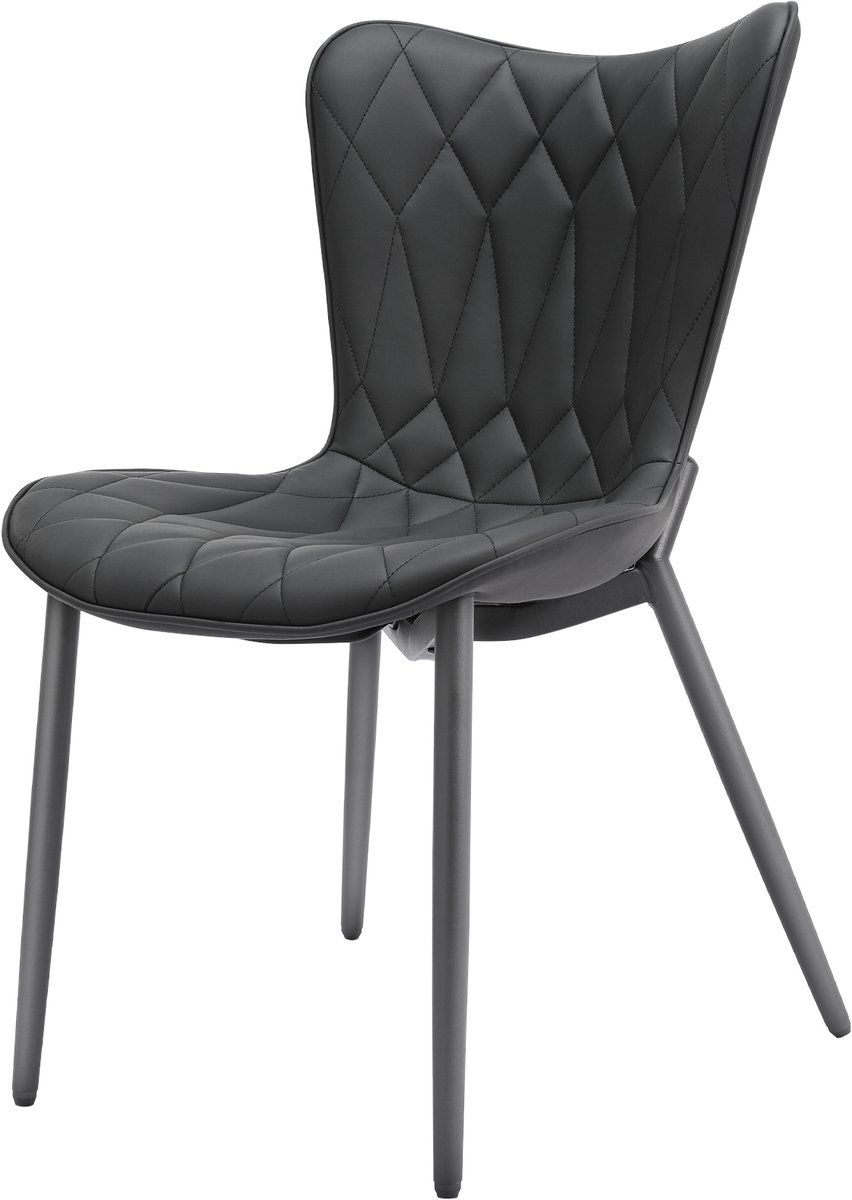Homemiyn Barkruk Set van 2 – Zwarte Kunstleer met Diamantstiksel – Comfortabele Hoge Stoelen met Rugleuning – Stevig Frame – 150kg Draagvermogen black