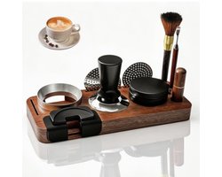 PromoHome Koffie tamper 51 mm set – 10-delige espresso accessoires met tamperstation, coffee-leveler, WDT tool, doseerring, reinigingsborstel, puck screen en roerder voor barista