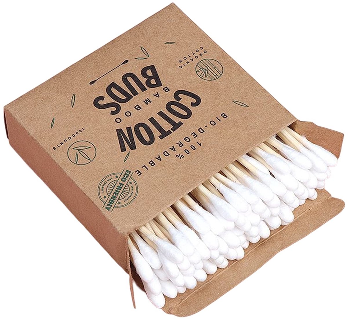 Dailygoods- Wattenstaafjes 100 stuks - Bamboe/Katoen - Milieuvriendelijk - Hoogwaardige Kwaliteit - Natuurlijke Oplossing - Voor Make-up en Huishouden - Bamboe Swabs