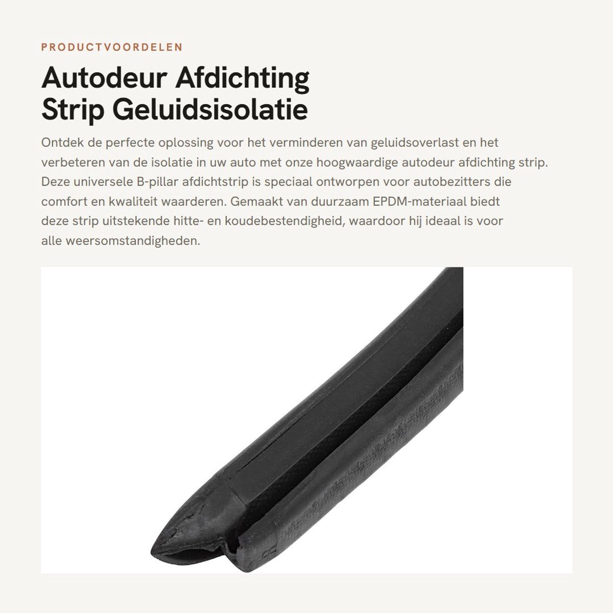 Dailygoods- Afdichtstrip B-vorm - Geluidsisolatie - Tochtstrip - Waterdicht - Universeel - Hoogwaardig EPDM-materiaal