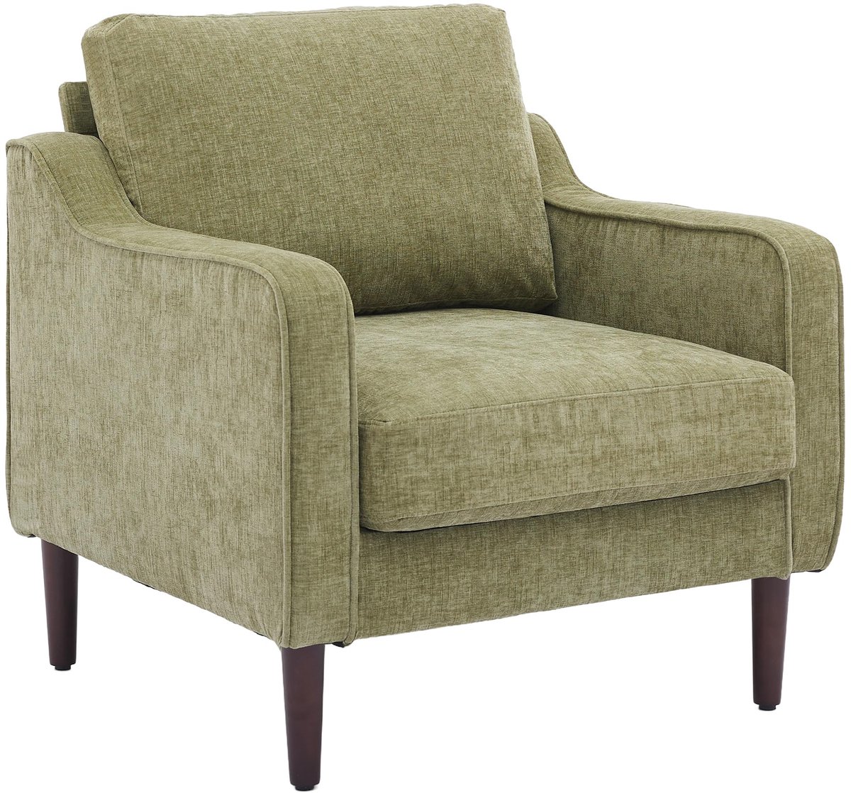 Linnen Eenzitsbank - Fauteuil Comfortabel met Armleuning en Kussen - Gestoffeerd Bank met Houten Poten - Sterk tot 130kg geschikt voor Woonkamer - Groen