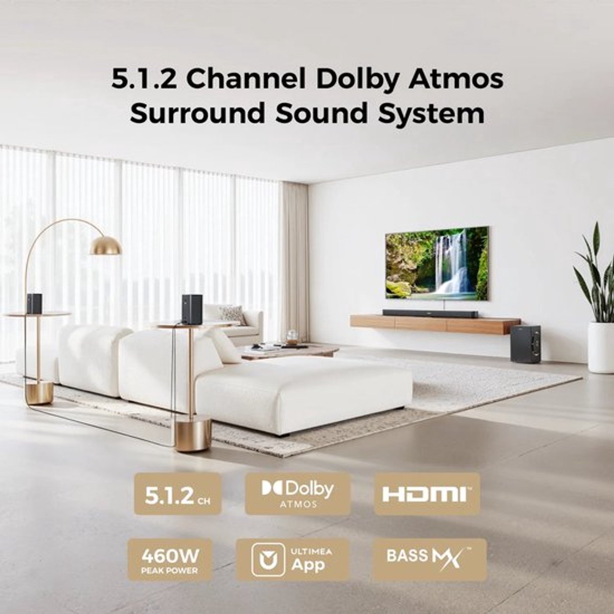 Soundbar – Home Cinema Set – Surround Sound Systeem – TV Speaker – 5.1.2 Kanaals – Dolby Atmos – Draadloze Subwoofer – App Bedienbaar