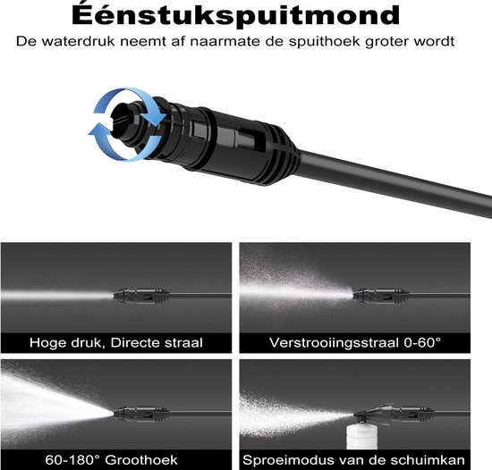 Elektrische Hogedrukreiniger - Krachtige Motor, Laag Geluid & Weinig Trilling - Draagbare Hogedrukspuit voor Auto, Terras, Oprit, Tuinmeubels Schoonmaken - Compacte Hogedruk Reiniger voor Huishoudelijk Gebruik — afbeelding 4