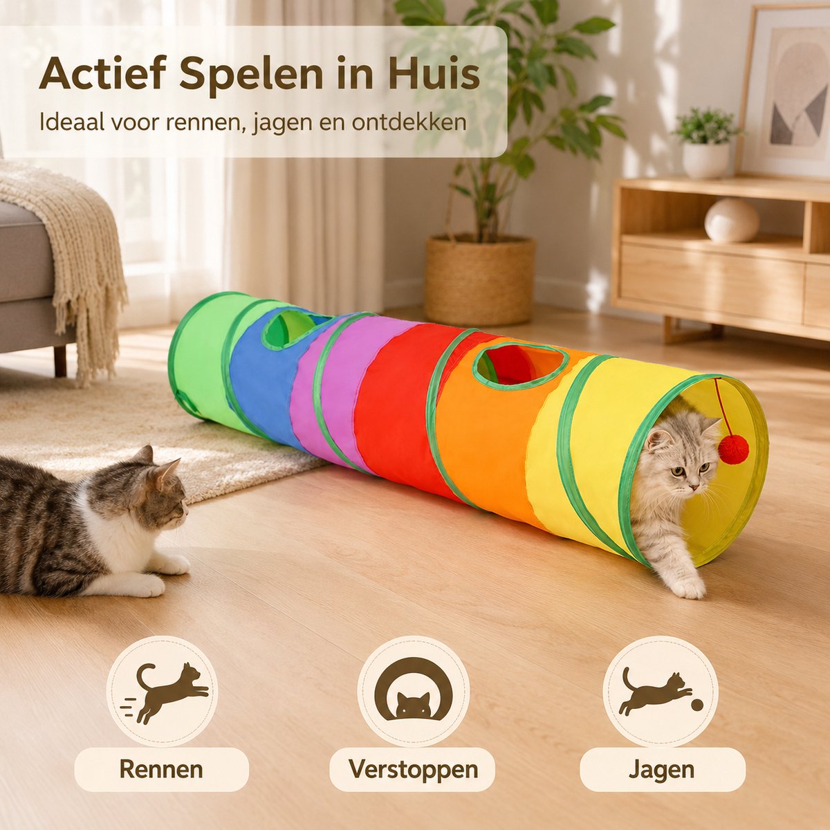Kattentunnel - Speeltunnel Kat met Speelbal thumbnail 6